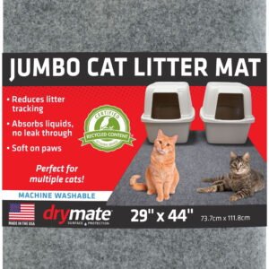Drymate Jumbo Cat Litter Box Mat - 100% Phthalate and BPA Free; Machine Washable; Soft on Paws, Kitten Supplies