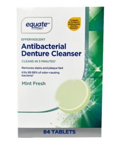 Equate Effervescent Antibacterial Denture Cleanser Tablets, Mint Fresh, 84 Count, Compare to Polident® Antibacterial Denture Cleanser - High Quality Product Image