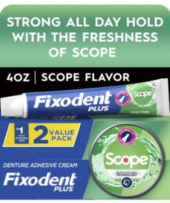 Fixodent Plus Scope Denture Adhesive Cream, Precision Hold, Scope Flavored, 2 oz, 2 Pack - High Quality Product Image
