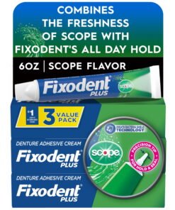 Fixodent Plus Scope Denture Adhesive Cream, Precision Hold, Scope Flavored, 2 oz, 3 Pack - High Quality Product Image