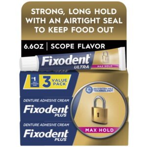 Fixodent Ultra Max Hold Secure Denture Adhesive Cream 2.2 oz, 3 Pack