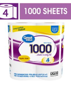 Great Value 1000 Sheets per Roll Toilet Paper, 4 Rolls