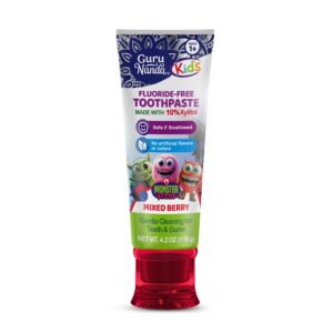 Gurunanda Kid's Toddler Toothpaste with Xylitol - Fluoride-Free - Mixed Berry Flavor - 4.2 oz