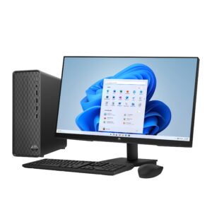 HP 27 inch Monitor & Slim Windows Desktop Bundle Intel Core i3-12100 8GB RAM 512GB SSD Black - High Quality Product Image