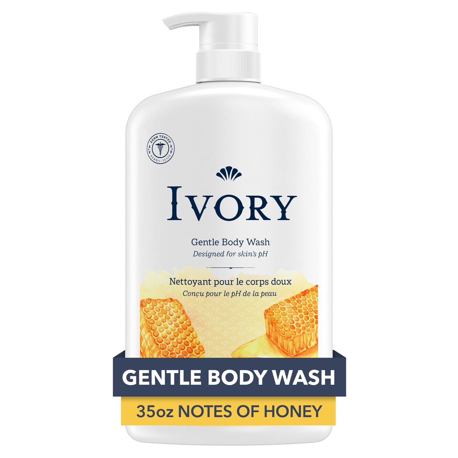 Ivory Mild & Gentle Body Wash, Milk & Honey Scent, for All Skin Types, 35 fl oz
