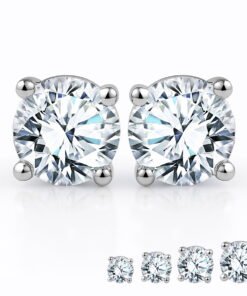 JeenMata Lab Grown Diamond Earrings 0.50 Carat Round Cut 18K White Gold Plated Solitaire Studs for Women - High Quality Product Image