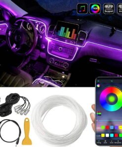 LED Car Interior Atmosphere Lights Strip 6M 5in1 RGB Optic Music ControlNeon Lamp Strip Universal - High Quality Product Image