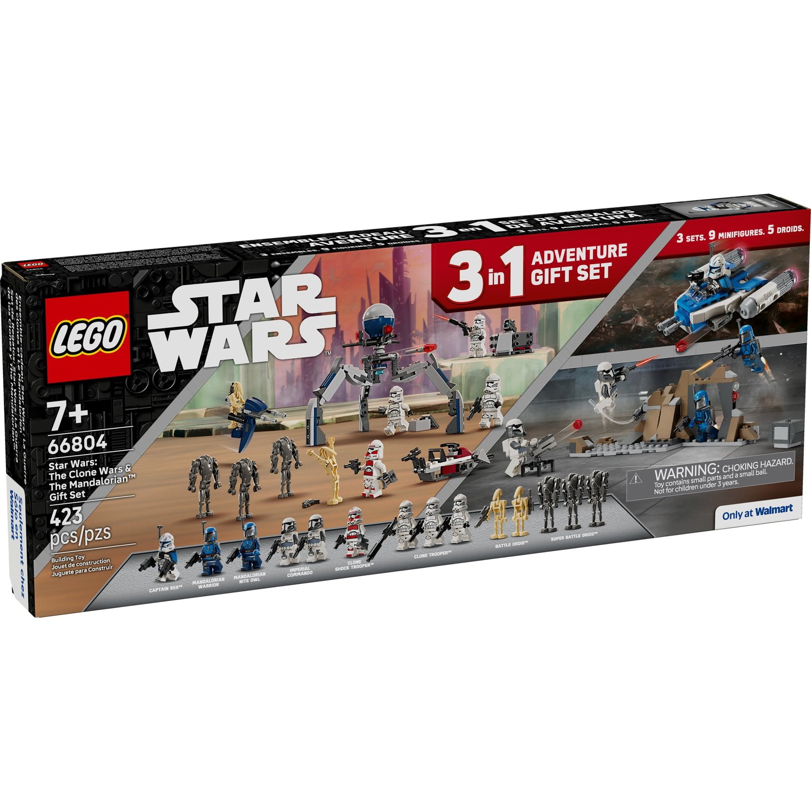 LEGO Star Wars: The Clone Wars & The Mandalorian Gift Set – Contains 3 sets in 1 box – Gift for Christmas for Kids, Ages 7+ – 66804