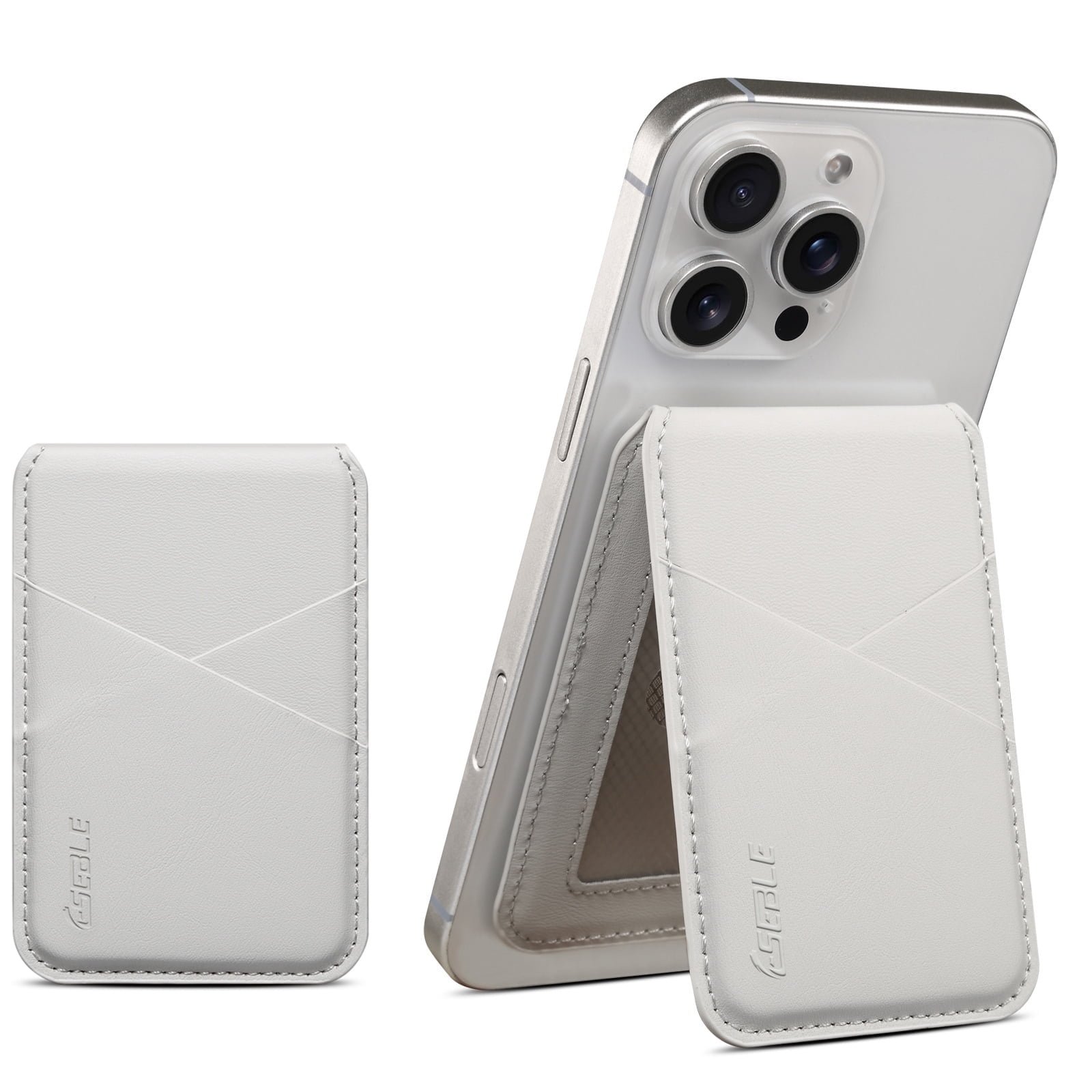 Magnetic Magsafe Wallet, Double Flap Stand Card Holder, Adjustable Phone Attachment for iPhone 17/16/15/14/13/12, Travel Accessory white