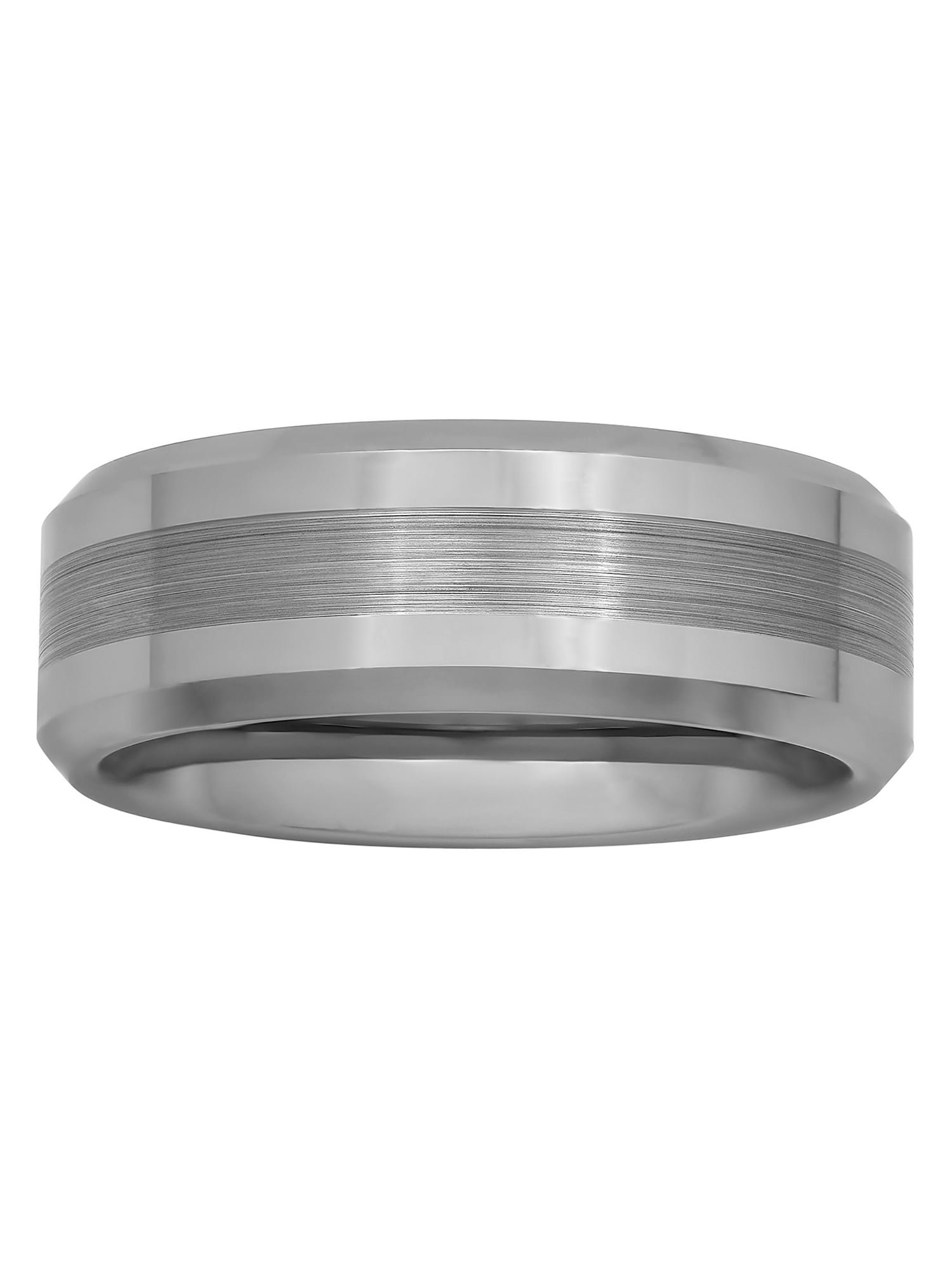 Men’s Beveled & Satin Center Ring Tungsten Carbide Wedding Band by Brilliance Fine Jewelry