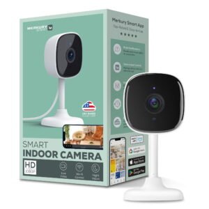 Merkury Smart Indoor Camera 1080p - Wi-Fi Security Cam with Night Vision, White (1-Pack)
