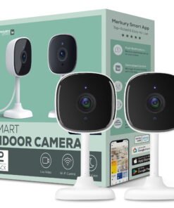 Merkury Smart Indoor Camera 1080p - Wi-Fi Security Cam with Night Vision, White (2-Pack) - High Quality Product Image