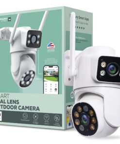 Secure Your Outdoor Space with Merkury Smart Camera - 1080p Dual Lens Pan-Tilt, Night Vision, Motion Detection (1-Pack) - High Quality Product Image