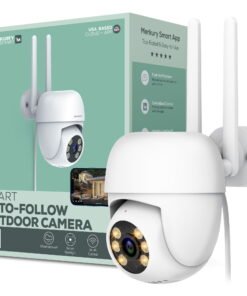 Merkury Smart Outdoor Camera 1080p - Auto-Follow PTZ Security Cam, White (1-Pack) - High Quality Product Image