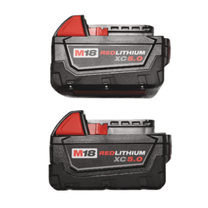 Milwaukee M18 REDLITHIUM XC 5.0Ah 18V Extended Capacity Battery Pack (48-11-1852) – 2-Pack, High-Performance Batteries for Cordless Power Tools
