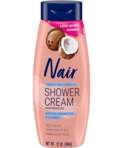 Nair Sensitive Shower Cream Hair Remover, Coconut Oil & Vitamin E, Body Hair Removal Cream, 12 oz - High Quality Product Image