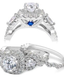 Newshe Jewellery Wedding Ring Set For Women Engagement 2.4ct 925 Sterling Silver Round Pear White Cz Size 10 - High Quality Product Image