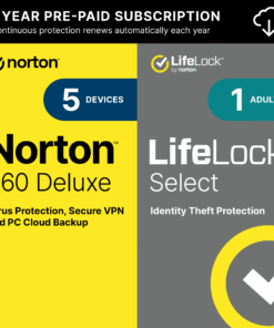Norton 360 with LifeLock Select Bundle, All-in-One Protection for Your Devices, Online Privacy and Identity, 1 Year Subscription, PC/Mac/iOS/Android (Digital Download) - High Quality Product Image