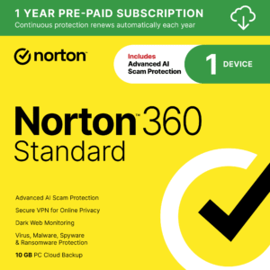 Norton 360 Standard, Antivirus Software for 1 Device, 1 Year Subscription, PC/Mac/iOS/Android [Digital Download] - High Quality Product Image