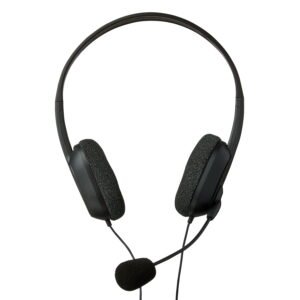 onn 3.5mm AUX Stereo Headset with Built-In Microphone, Black