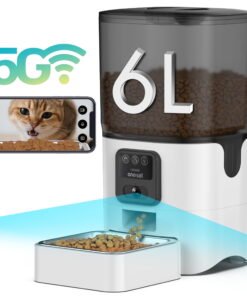 Oneisall WF-63 5GHz & 2.4GHz Automatic Cat Food Dispenser, 6L/25 Cups Automatic Cat Feeder with Camera, White - High Quality Product Image