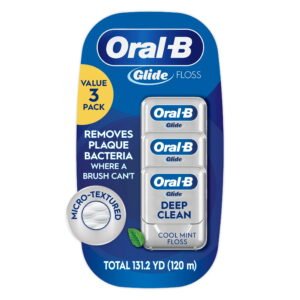 Oral‑B Glide Pro‑Health Deep Clean Waxed Dental Floss, Cool Mint, 40m, 3 Pack