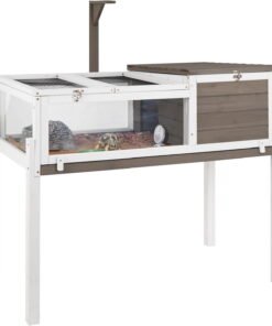 PETSCOSSET Tortoise Habitat Turtle Enclosure with Detachable Legs, Wooden Indoor Reptile Cage for Small Animals with Leakproof Tray - High Quality Product Image