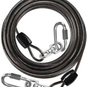 Petbobi Heavy Duty Dog Tie Out Cable 30ft Extra Strong Wire Cable for Large Dogs up to 300lbs, Black - High Quality Product Image