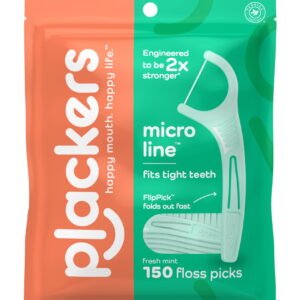 Plackers Micro Line Dental Tuffloss Fold-Out FlipPicks, Fresh Mint, 150 Count