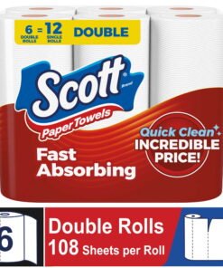 Choose-A-Sheet Scott Paper Towels, 6 Double Rolls - Conveniently Absorbent & Strong
