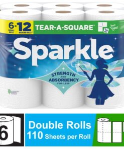 Sparkle Tear-a-Square Paper Towels, 6 Double Rolls