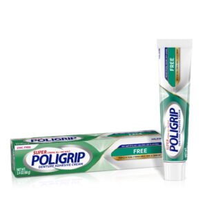 Super Poligrip Original Zinc Free Denture and Partials Adhesive Cream, 2.4 Oz for Adults