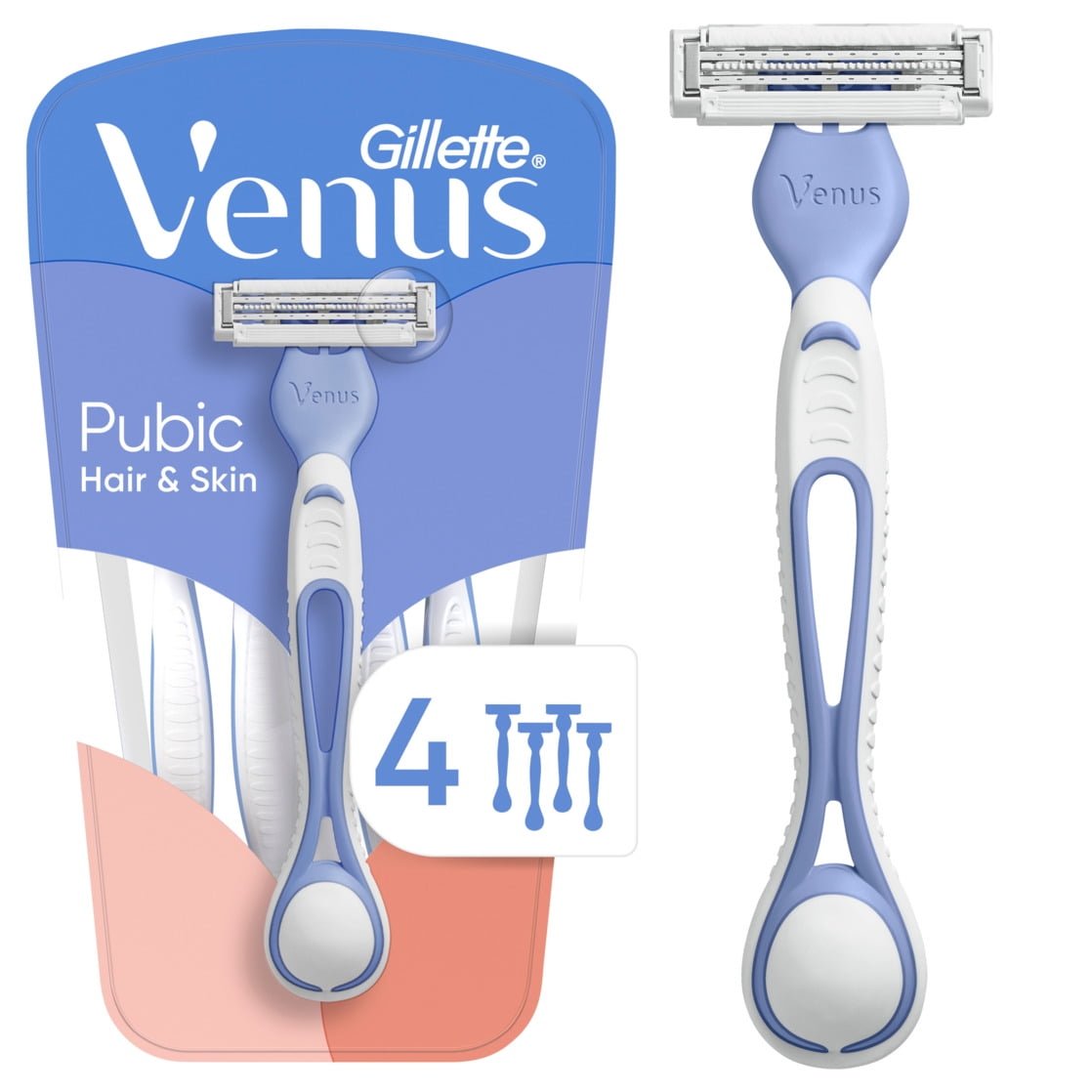 Venus for Pubic Hair & Skin Women's Disposable Razor, 4ct, Multi-Color - High Quality Product Image