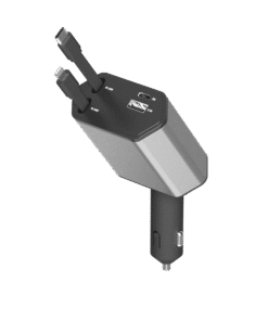 Zsou 4-in-1 Retractable Car Charger, USB-C & Lightning Cables with Dual USB Ports for Vehicle Use - High Quality Product Image