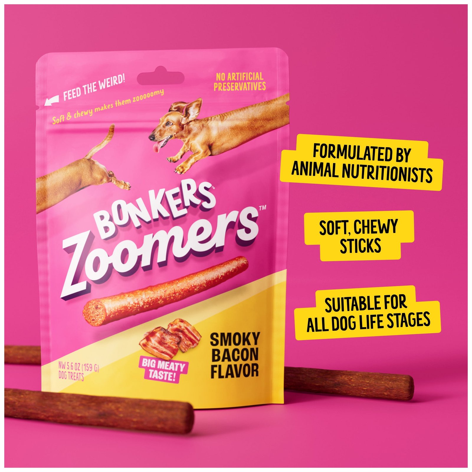 BONKERS Zoomers Smoky Bacon Flavor Soft & Chewy Treats for Dogs, 22oz Bag - Image 7