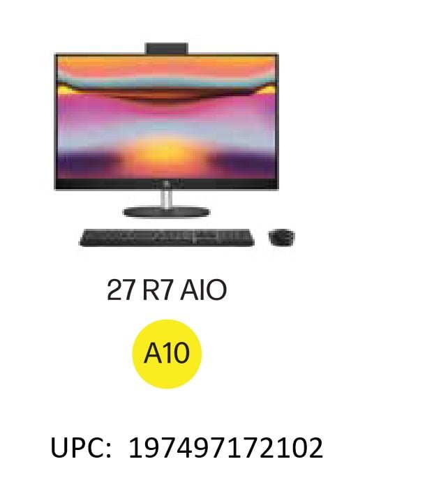 HP 27 inch Touch All-in-One Windows Desktop AMD Ryzen 7-7730U 12GB RAM 1TB SSD Jet Black - Image 6