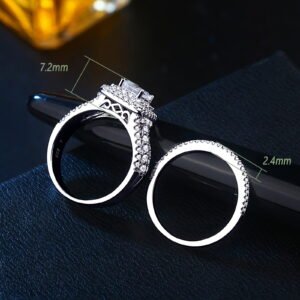 Alternative view of Newshe Jewellery Wedding Rings for Women Princess Engagement Ring Sets 925 Sterling Silver 1.7Ct Cross Cz Size 7