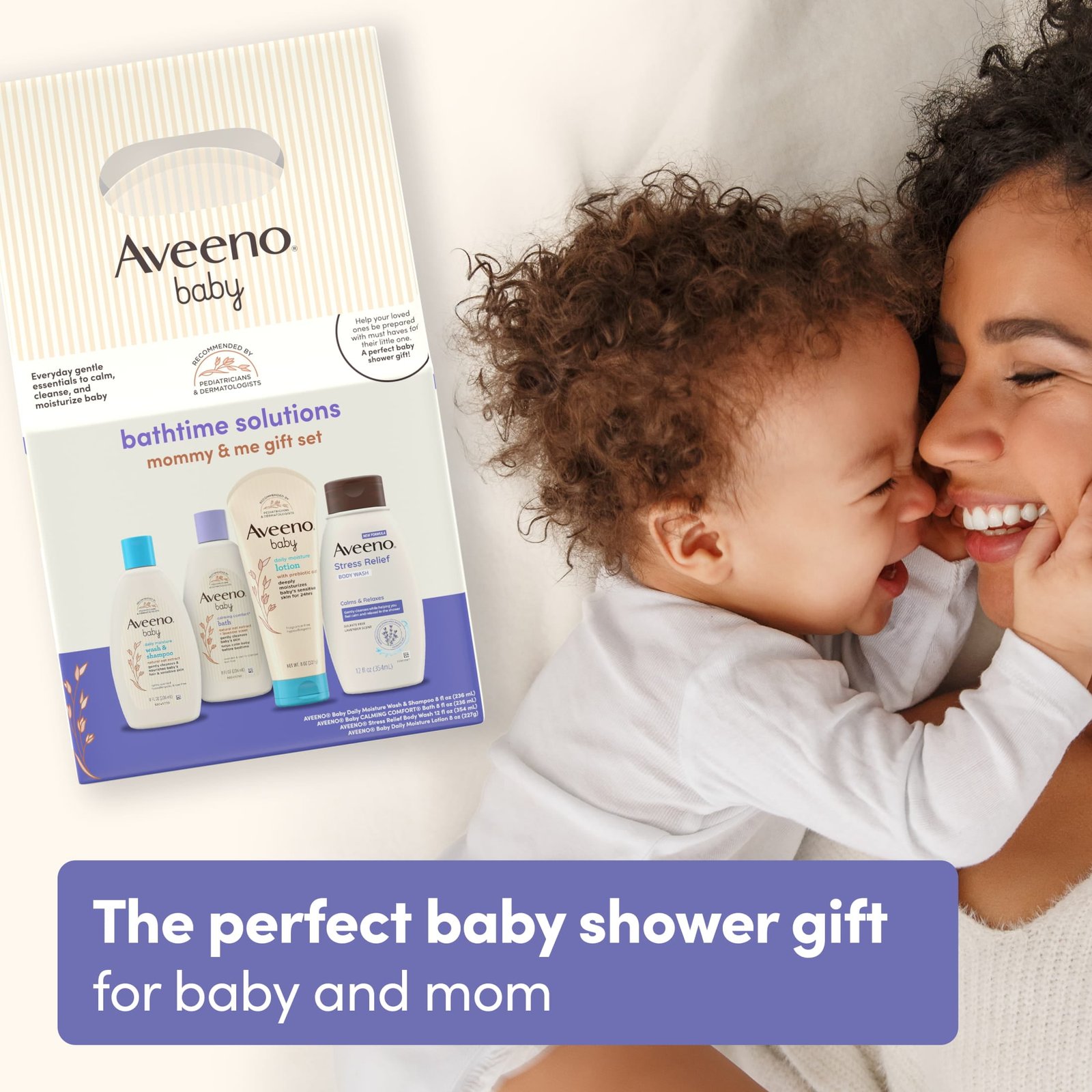 Aveeno Baby Bathtime Solutions Mommy & Me Gift Set, Oat, 4 items - Image 6