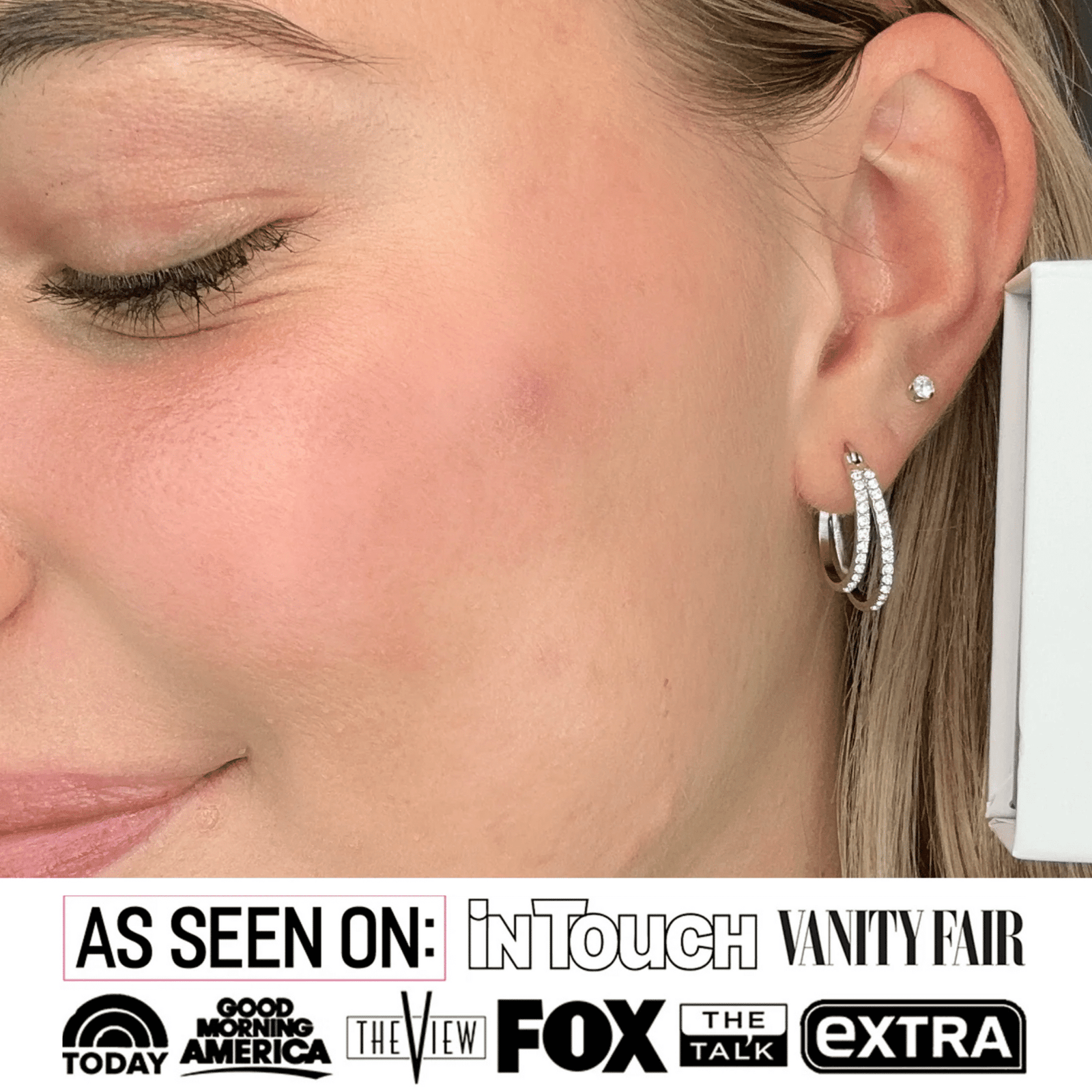 Cate & Chloe Corina 18k White Gold Plated 20mm Hoop Earrings with Swarovski Crystals Gift for Women - Image 2