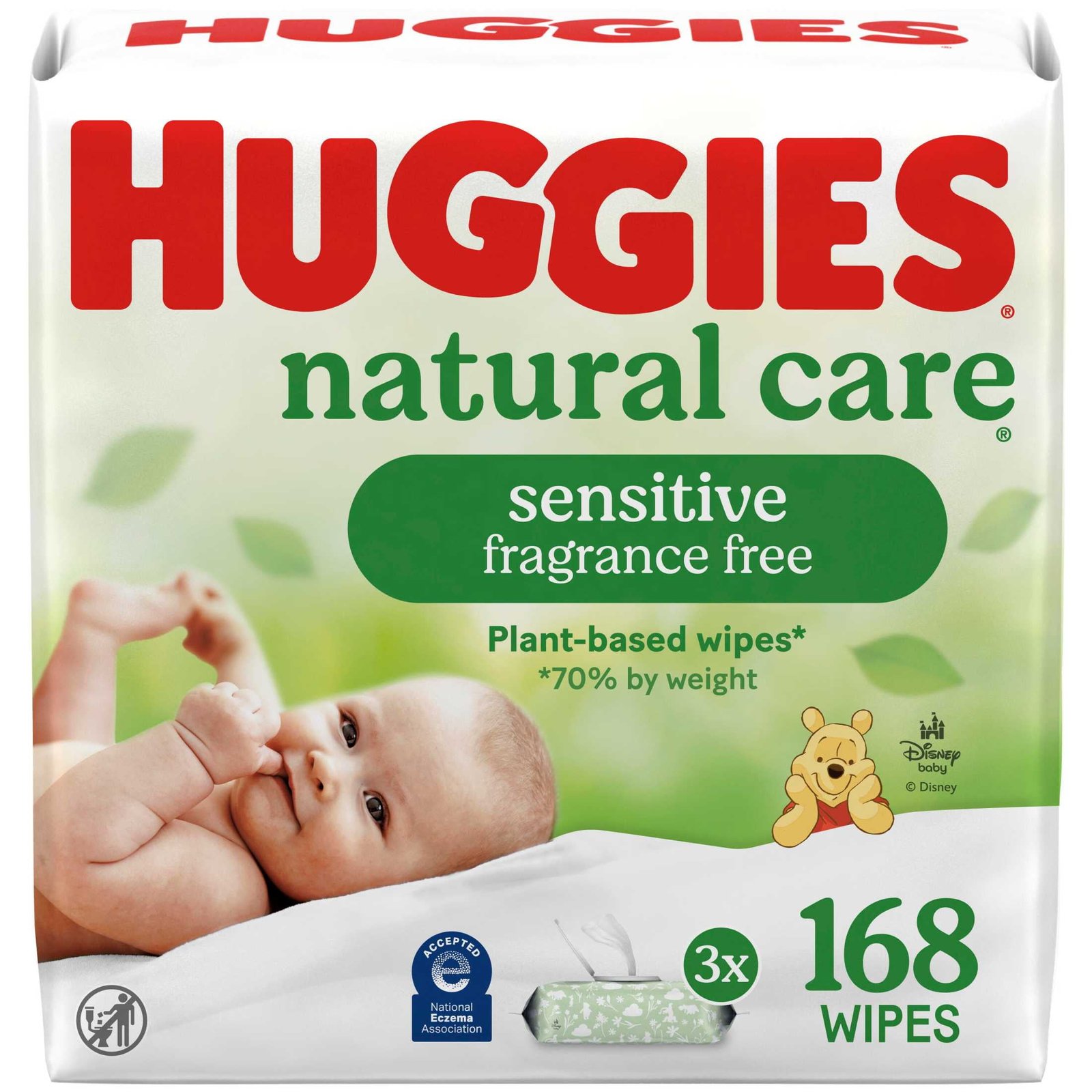 Huggies Natural Care Sensitive Baby Wipes, Unscented, 3 Pack, 168 Total Count (Select for More) - Image 3