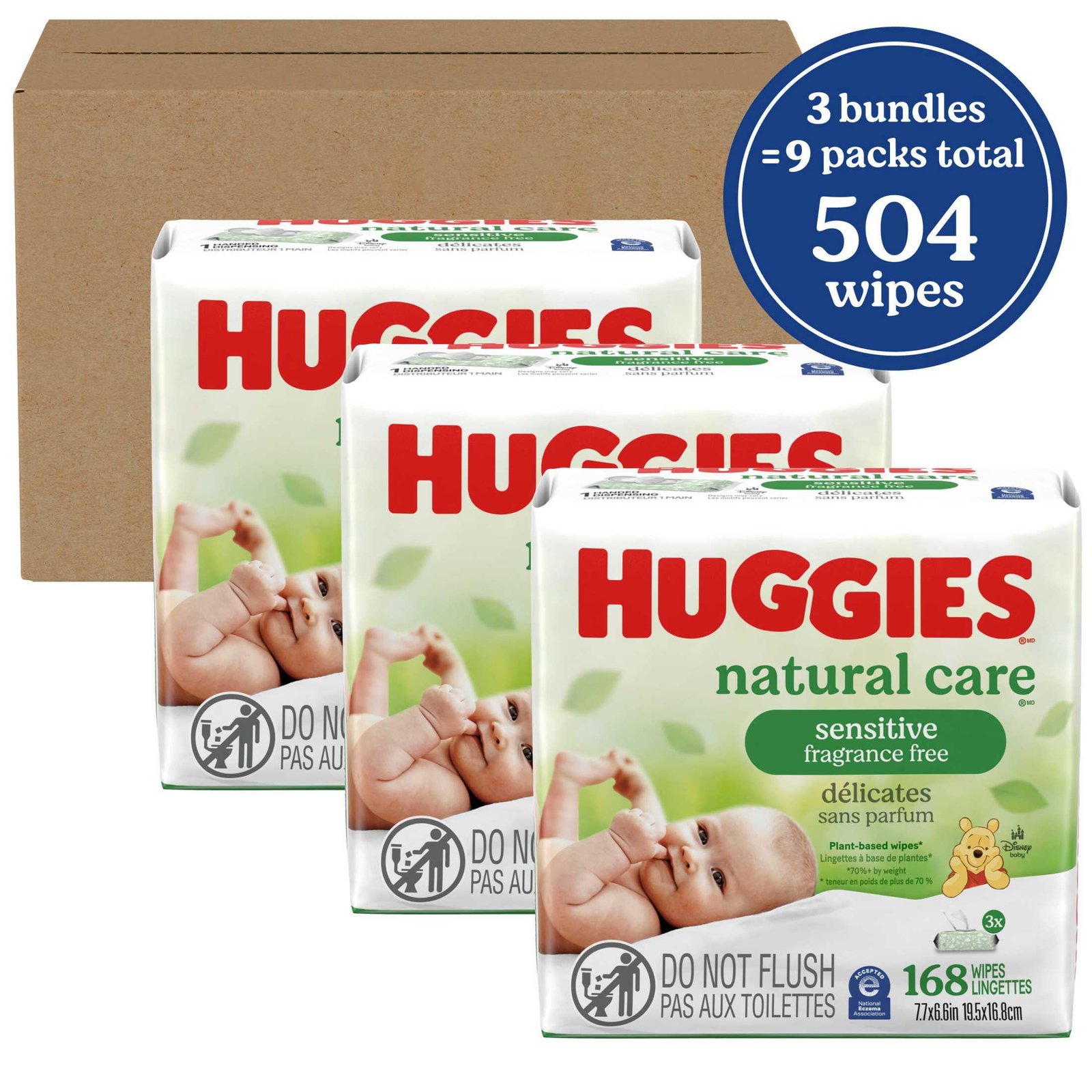 Huggies Natural Care Sensitive Baby Wipes, Unscented, 3 Pack, 168 Total Count (Select for More) - Image 4
