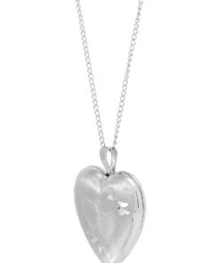 Brilliance Fine Jewelry Sterling Silver Hollow Locket Heart Double-Heart Engraved Design Pendant, 18 - High Quality Product Image
