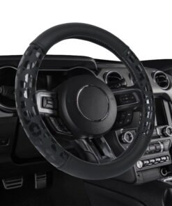 Auto Drive Black Leopard Faux Leather Steering Wheel Cover, Universal Fit for Sedans, SUVs, Set of 1 - High Quality Product Image