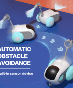 Risehigh Interactive Cat Toys for Indoor Cats 2-Speed Automatic Moving Remote Control Smart Cat Rechargeable Toy with Feathers, Blue - High Quality Product Image