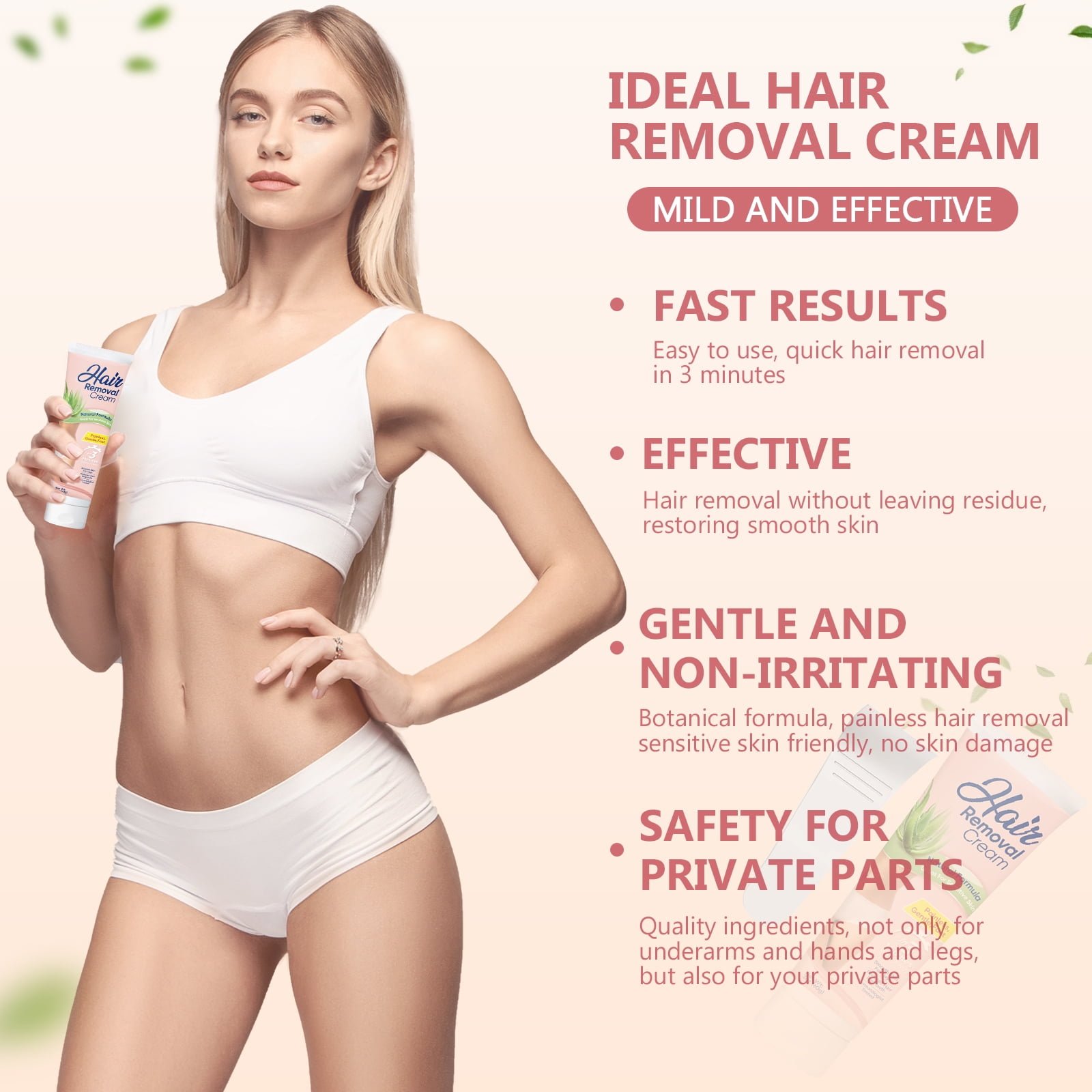 Hair Removal Cream with Spatula, Gentel Hair Remover for Body Legs Arms - High Quality Product Image