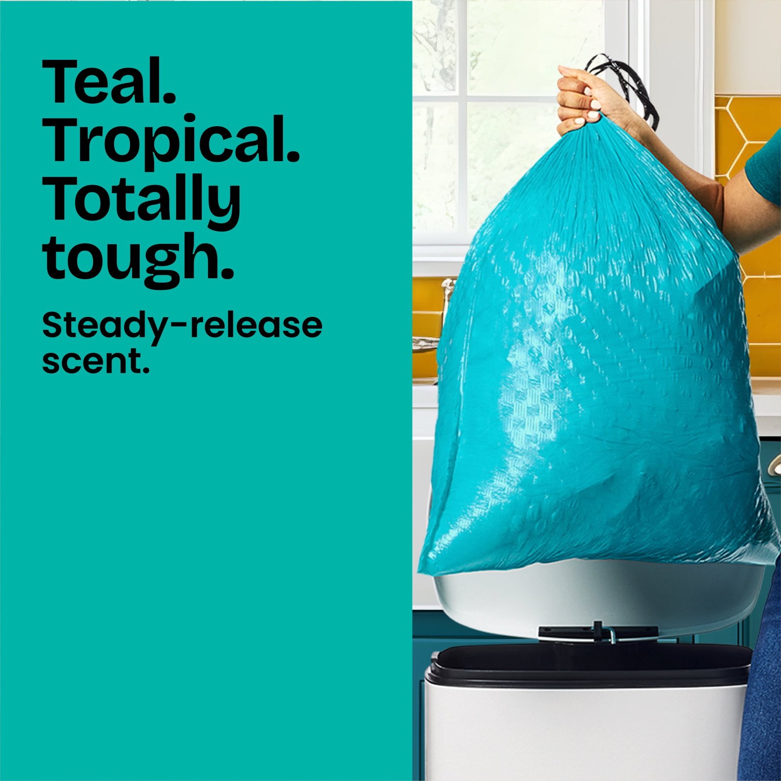 Glad ForceFlex MaxStrength Scented Tall Kitchen Trash Bags, 13 Gallon, Bahama Bliss with Febreze Freshness, 20 Bags - Image 2