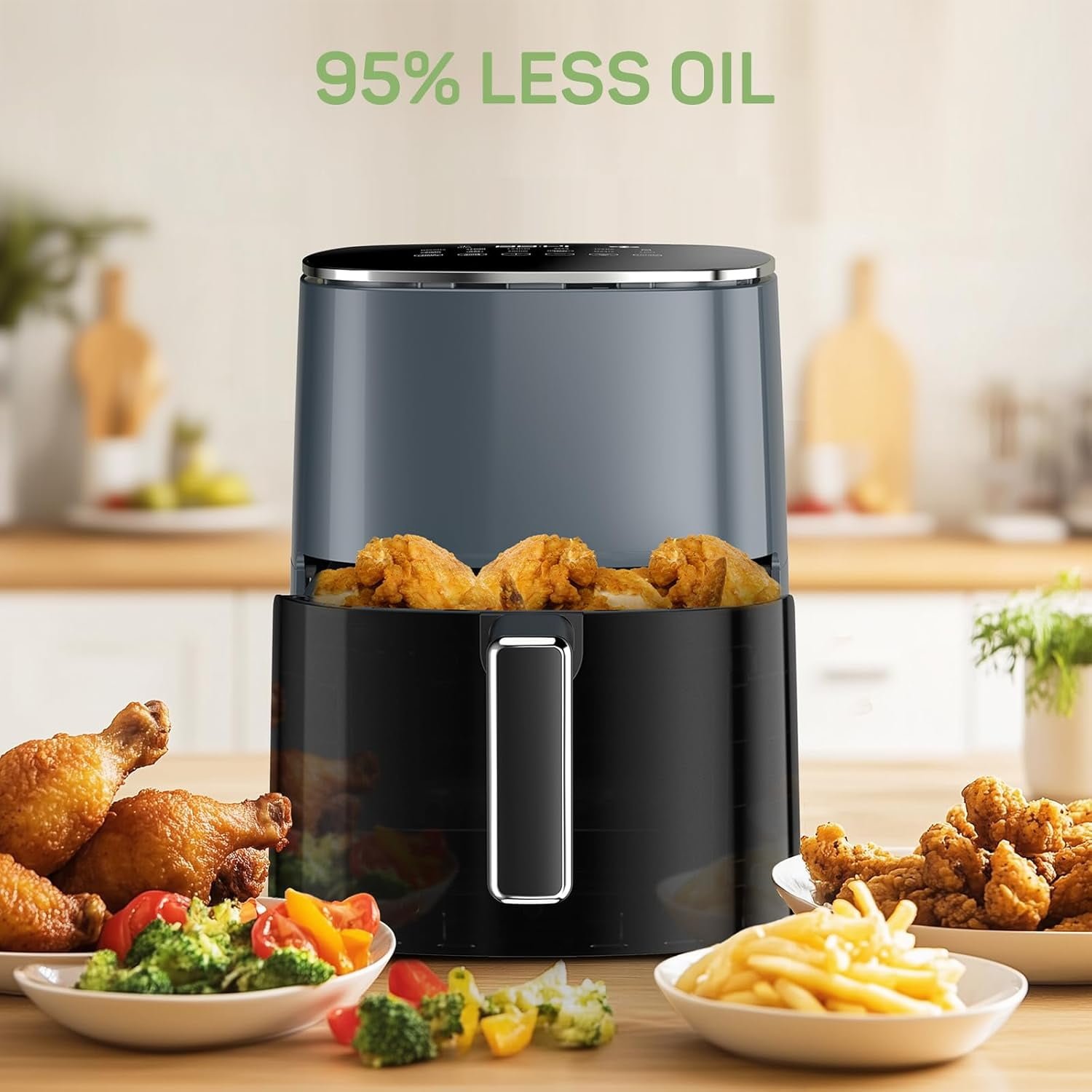 Bigleap Air Fryer, 6-Quart with Viewing Window, Gray - Image 3