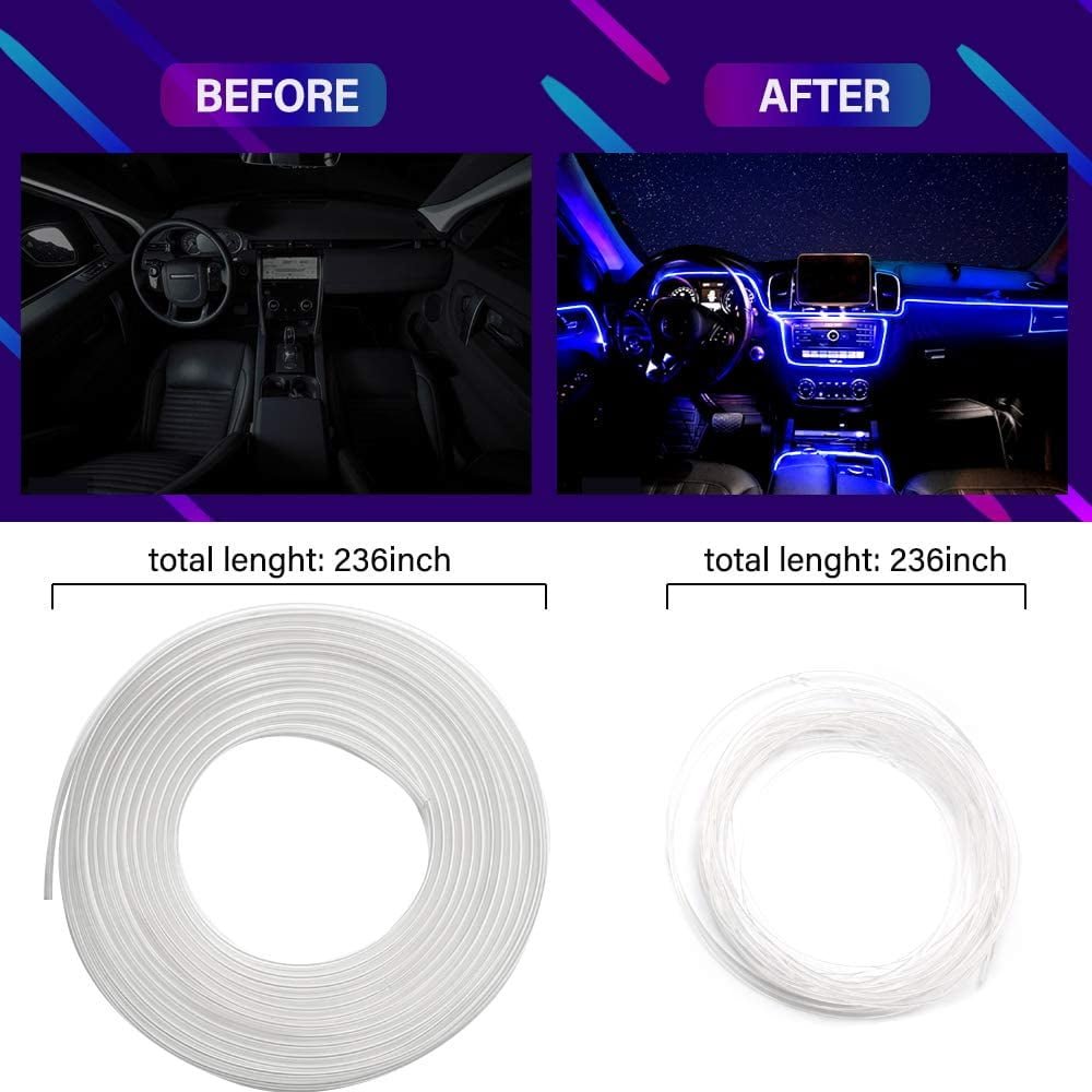 LED Car Interior Atmosphere Lights Strip 6M 5in1 RGB Optic Music ControlNeon Lamp Strip Universal - Image 6