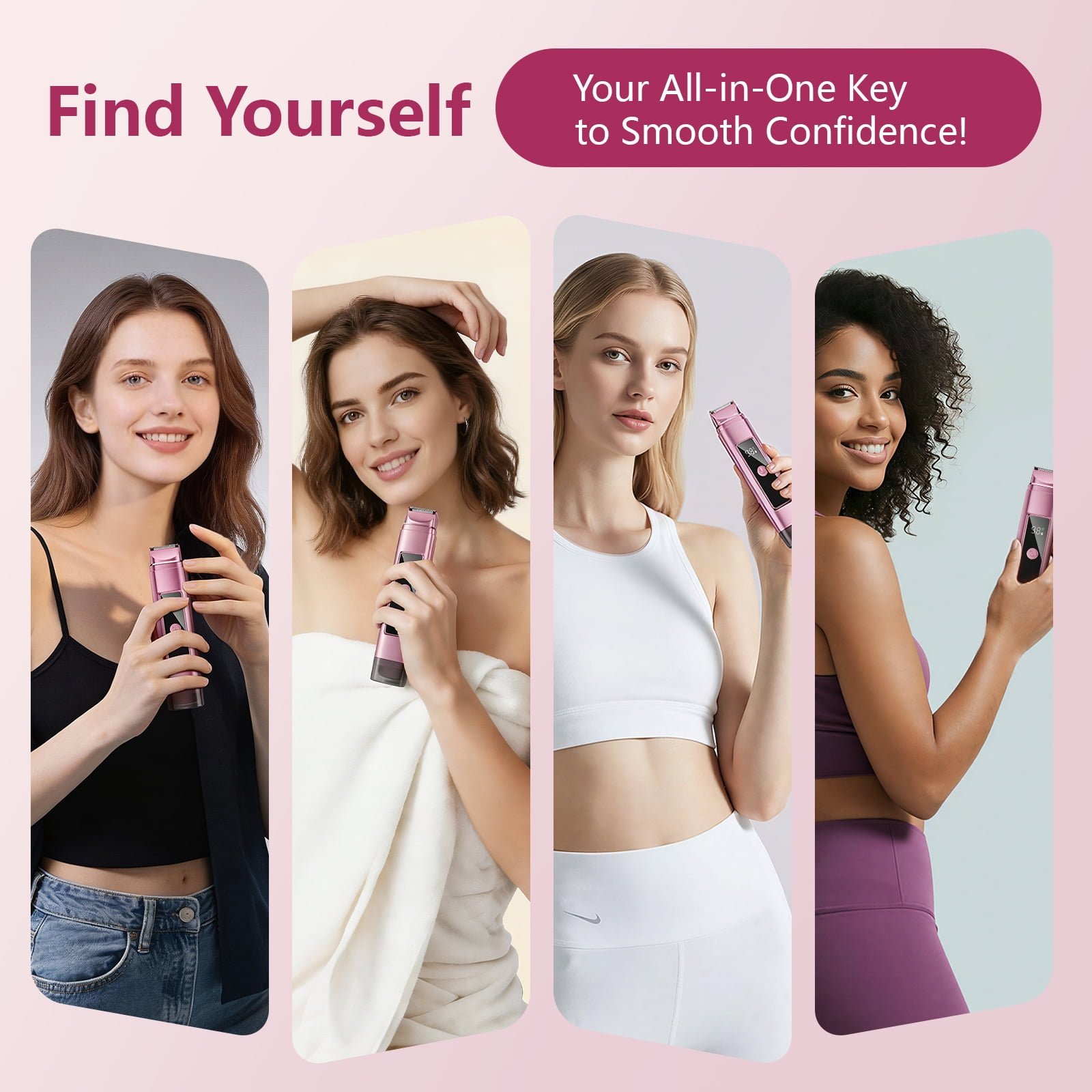 Nogroa 2 in 1 Women Electric Shaver, Dual Head Bikini Trimmer for Women, IPX7 Waterproof Wet & Dry Body Pubic Hair Trimmer, Cordless Lady Electric Razor for Face, Underarm & Legs, Pink - High Quality Product Image