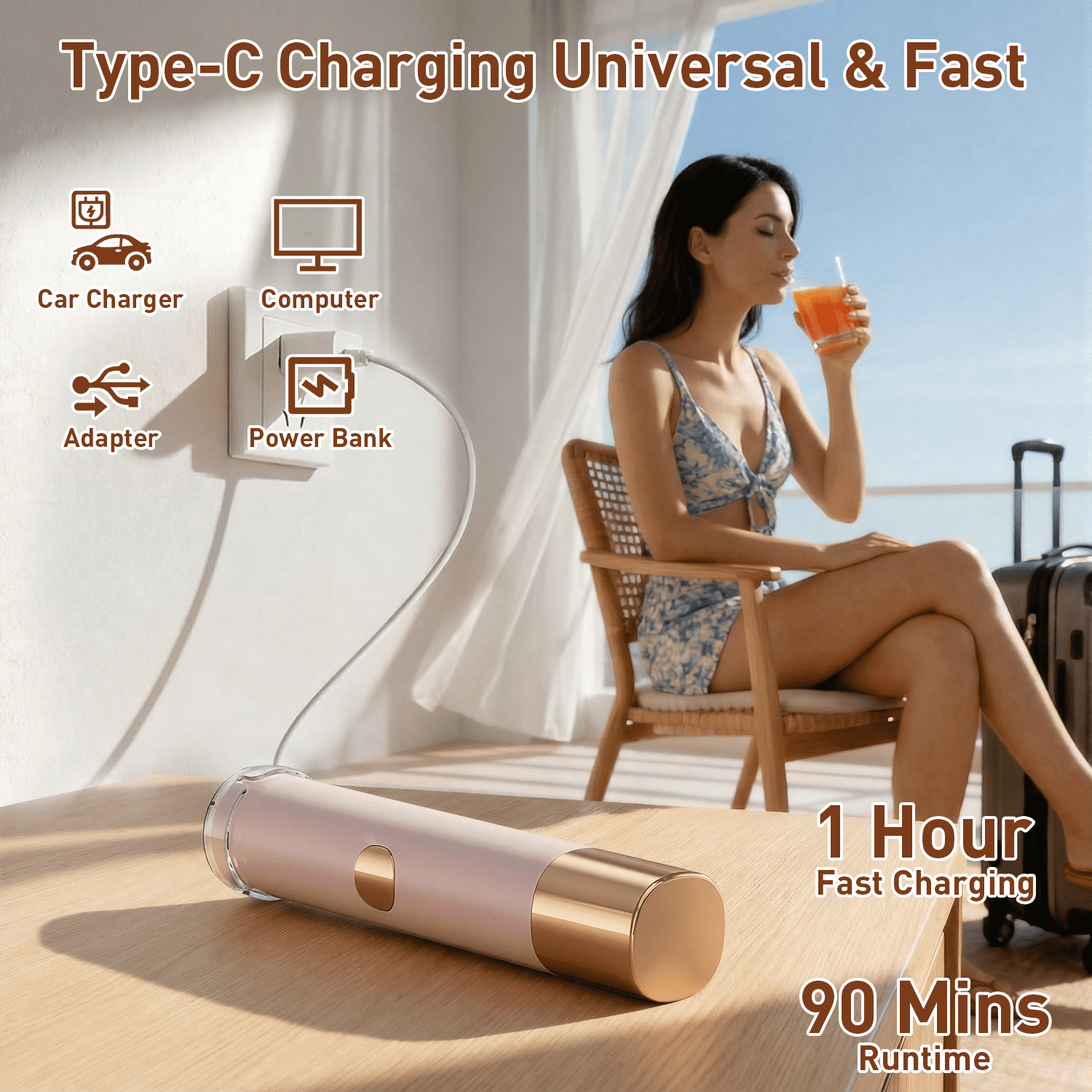 Facial Hair Removal for Women, 2-In-1 USB Rechargeable Dual Head Electric Shaver & Eyebrow Trimmer for Forehead, Chin, Upper Lip, Cheeks (Pink) - Image 5